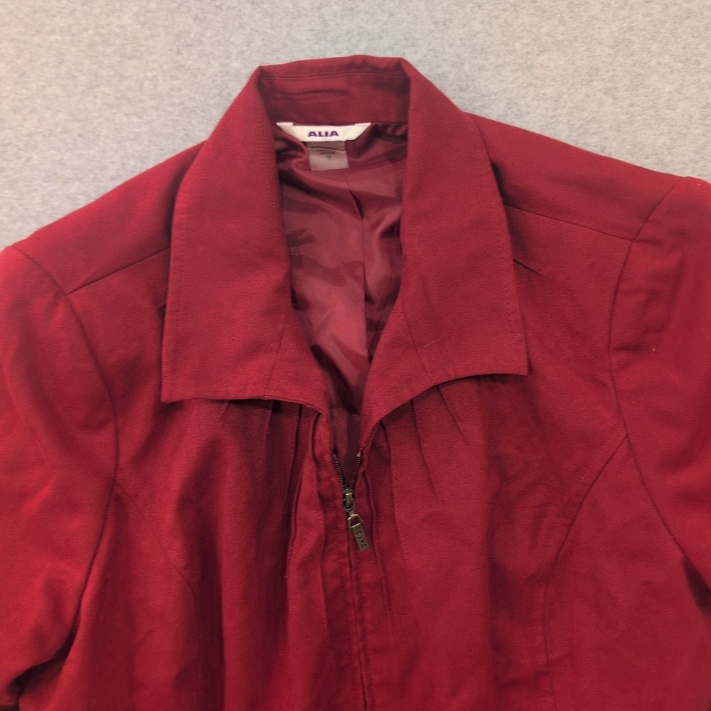 ALIA Women's Red Blazer Jacket Size 18 Long Sleeve Zip Up Career - Picture 2 of 6